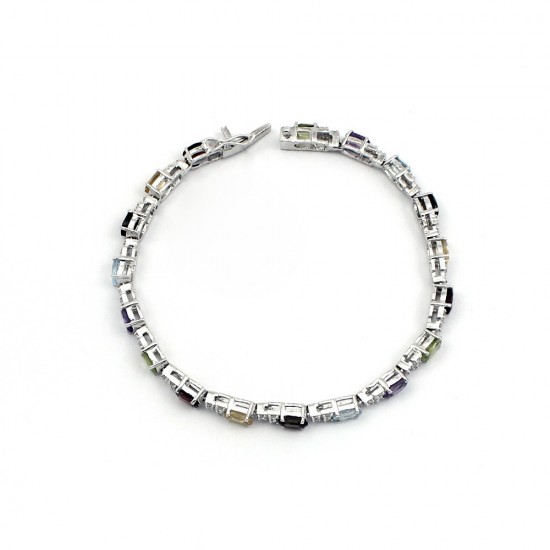 Fabulous Multi Color Gemstone Bracelet 925 Sterling Silver Jewelry Birthday Gift