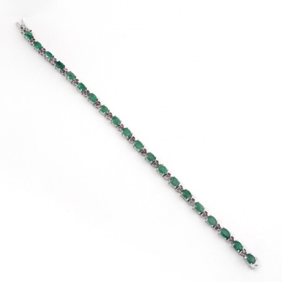 Emerald Ruby Gemstone 925 Sterling Silver Indian Artisan Designer Bracelet Jewelry