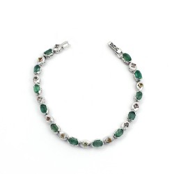 Emerald Tourmaline Gemstone Oval Shape 925 Sterling Silver Bracelet