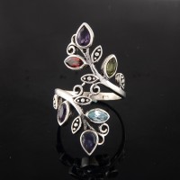 Natural Multi Stone Ring 925 Sterling Silver Birthstone Ring Jewelry Engagement Ring