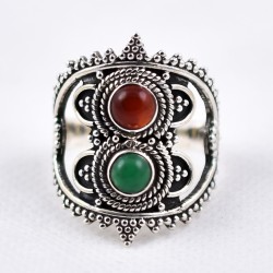 Multi Stone Ring Handmade 925 Sterling Silver Boho Ring Birthstone Ring Oxidized Silver Jewelry Indian Silver Jewelry
