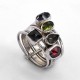 Multi Stone Ring Handmade Solid 925 Sterling Silver Band Ring Oxidized Silver Jewelry