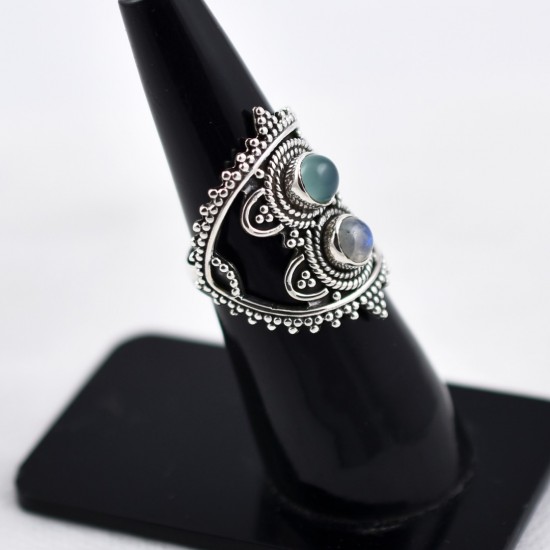Multi Stone Ring Solid 925 Sterling Silver Oxidized Silver Jewellery Manufacture Silver Jewellery Gift For Her