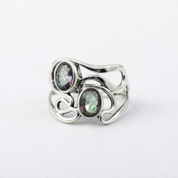 Mystic Quartz 925 Sterling Silver Friendship Ring Women Handcrafted Silver Jewellery