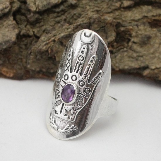 Glamorous !! Amethyst 925 Sterling Silver Handmade Ring Jewelry