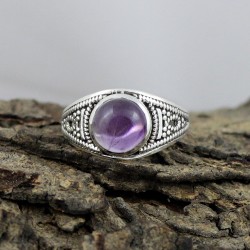 Purple Amethyst Gemstone Jewelry Handmade 925 Sterling Silver Ring