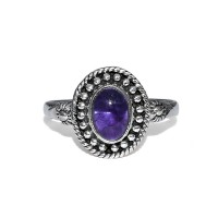 Natural Amethyst Oval Shape 925 Sterling Silver Statement Ring Jewelry Gift For Her