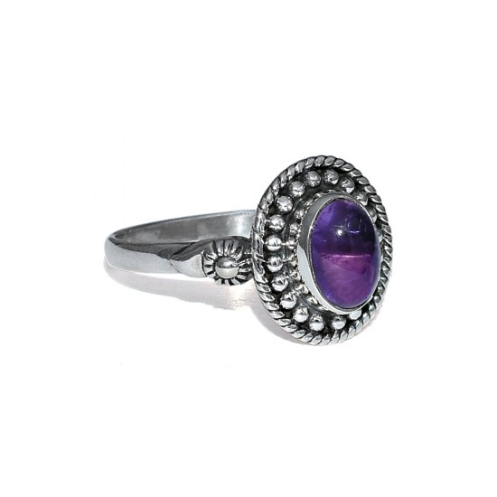 Natural Amethyst Oval Shape 925 Sterling Silver Statement Ring Jewelry Gift For Her