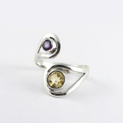 Natural Amethyst Citrine 925 Sterling Silver Ring Jewelry Manufacture Silver Jewelry