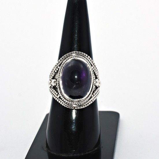 Royalty !! Natural Amethyst Oval Shape Ring 925 Sterling Silver Jewelry Gift For Her
