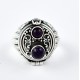 Natural Amethyst Ring Solid 925 Sterling Silver Poison Ring Boho Ring Birthstone Ring Jewellery