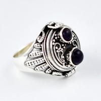 Natural Amethyst Ring Solid 925 Sterling Silver Poison Ring Boho Ring Birthstone Ring Jewellery
