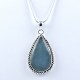 Natural Aquamarine Pendant Pear Shape 925 Sterling Silver Oxidized Silver Jewellery Gift For Her