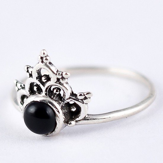 Natural Black Onyx Ring 925 Sterling Silver Engagement Ring Boho Ring Silver Ring Jewellery