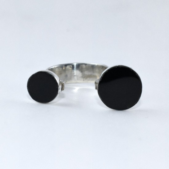 Natural Black Onyx Ring Handmade 925 Sterling Silver Adjustable Ring Open Ring Jewelry