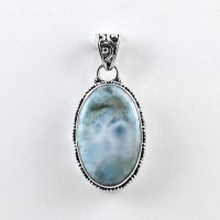 Natural Sky Blue Larimar 925 Sterling Silver Handmade Silver Jewellery Gift For Her