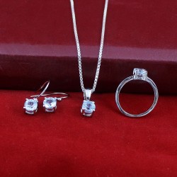 Natural Blue Topaz Gemstone Jewelry Set Rhodium Polished 925 Sterling Silver Women Jewelry