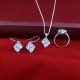 Natural Blue Topaz White C.Z Gemstone 925 Sterling Silver Jewelry Set With Rhodium Polished Jewelry