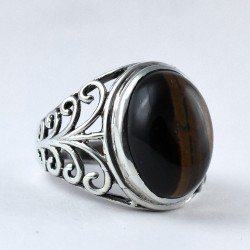Natural Brown Tiger Eye Ring 925 Sterling Silver Ring Boho Ring Birthstone Ring Jewelry