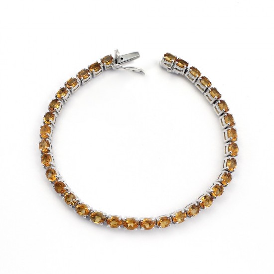 Natural Yellow Citrine 925 Sterling Silver Indian Silver Bracelet Jewelry
