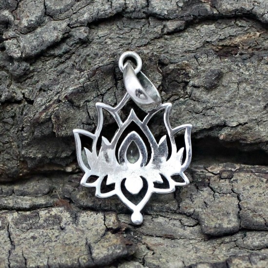 Lotus Design!! Citrine 925 Sterling Silver Pendant