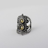 Natural Yellow Citrine 925 Sterling Silver Ring
