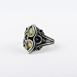 Natural Citrine Peridot Solid 925 Sterling Silver Ring Wholesale Silver Jewellery