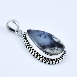 Natural Dendritic Opal Pendant 925 Sterling Silver Artisan Handcrafted Jewelry Indian Silver Oxidized Jewelry