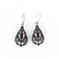 Natural Garnet 925 Sterling Silver Earring Jewelry Gift For Her