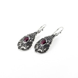 Natural Garnet 925 Sterling Silver Earring Jewelry Gift For Her
