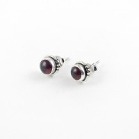Natural Red Garnet 925 Sterling Silver Stud Earring Jewelry