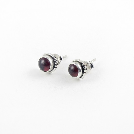 Natural Red Garnet 925 Sterling Silver Stud Earring Jewelry