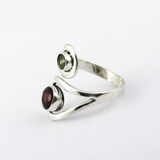 Natural Garnet Peridot 925 Sterling Silver Ring Promises Ring Indian Silver Ring Jewelry