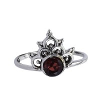 Natural Garnet Ring Birthstone Jewelry Boho Ring 925 Sterling Silver Oxidized Silver Jewelry For Her