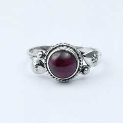 Natural Garnet Ring Handmade 925 Sterling Silver Round Shape Birthstone Ring Jewelry Gift For Her