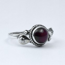 Natural Garnet Ring Handmade 925 Sterling Silver Round Shape Birthstone Ring Jewelry Gift For Her