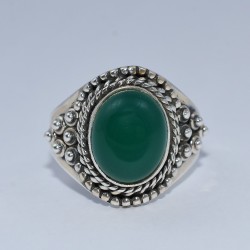 Natural Green Onyx Ring 925 Sterling Silver Handmade Oxidized Silver Jewelry Manufacture Jewelry