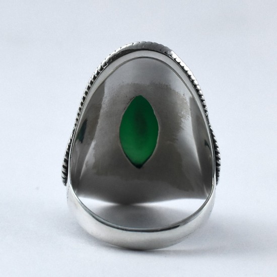 Natural Green Onyx Ring Marquise Shape 925 Sterling Silver Oxidized Silver Ring Boho Ring Engagement Ring Jewellery