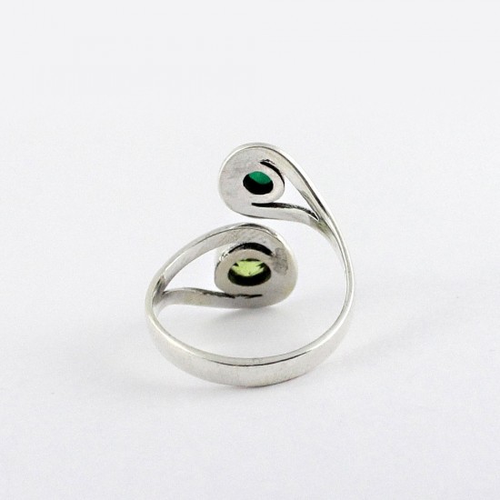 Natural Green Peridot Handmade 925 Sterling Silver Ring Round Faceted Stone Silver Ring Jewellery