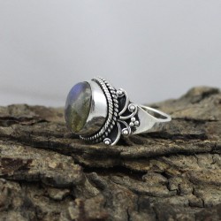 Natural Labradorite 925 Sterling Silver Ring Party Wear Jewelry