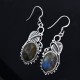 Natural Labradorite Drop Earring Handmade Solid 925 Sterling Silver Oxidized Silver Jewelry Women Earring Jewelry