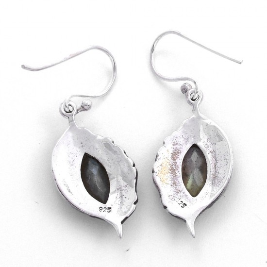 Natural Labradorite Drops Earring Oxidized Silver Jewelry 925 Sterling Silver Hook Earring Jewelry