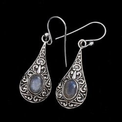Natural Labradorite Drops Earrings Oxidized Silver Earrings 925 Sterling Silver Handmade Birthstone Jewelry
