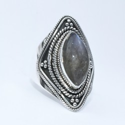 Natural Labradorite Ring 925 Sterling Silver Boho Ring Birthstone Ring Oxidized Silver Jewellery