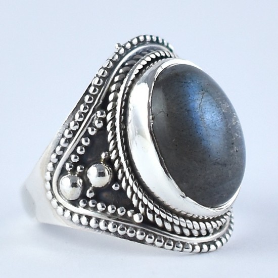 Natural Labradorite Ring Handmade 925 Sterling Silver Oxidized Jewelry Engagement Ring Jewelry