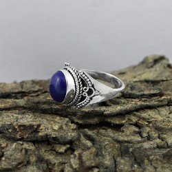 Natural Blue Lapis 925 Sterling Silver Ring Jewelry Gift For Her