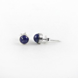 Natural Blue Lapis 925 Sterling Silver Handmade Stud Earring Jewelry