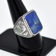 Natural Lapis Lazuli Ring Rectangle Shape 925 Sterling Silver Oxidized Silver Ring Jewellery Gift For Her