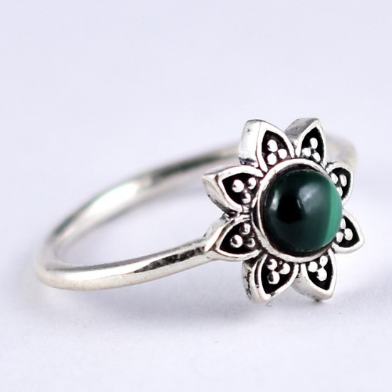Natural Malachite Ring 925 Sterling Silver Handmade Oxidized Silver Jewelry Engagement Ring Gift For Her