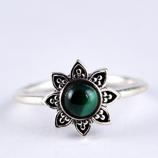 Natural Malachite Ring 925 Sterling Silver Handmade Oxidized Silver Jewelry Engagement Ring Gift For Her